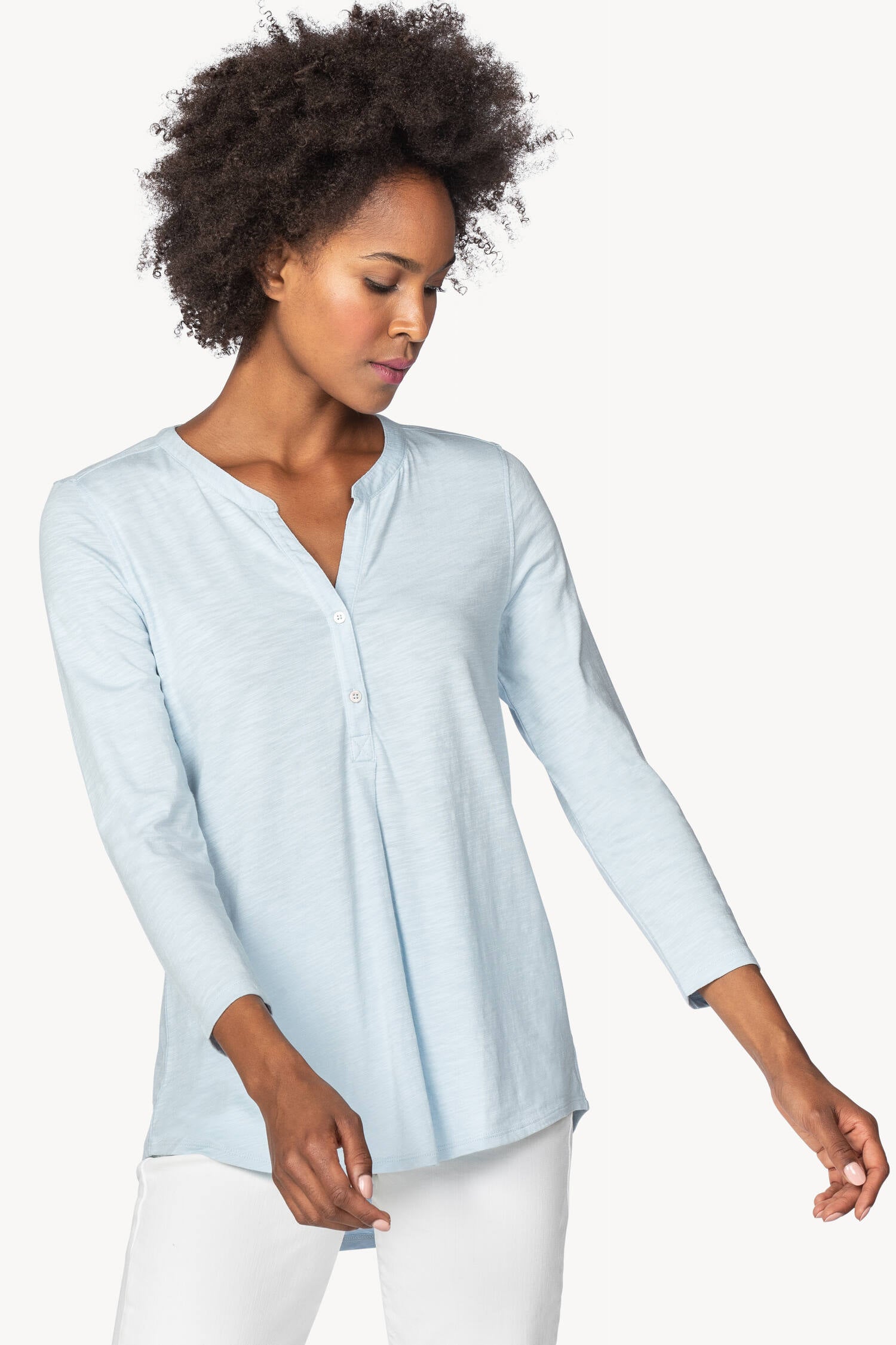 LILLA P 3/4 SLEEVE HENLEY – Debra Canavan Classics